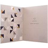 Geometric Foiled Design with 3D Tag Birthday Card