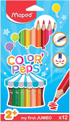 COLOR’PEPS My First Jumbo Colouring Pencils – Pack of 12 | Easy-Grip Pencils for Toddlers & Kids