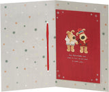 Boofle Fianc�e Christmas Card with Envelope - Sweet Design and Bouquet of flowers, Multi