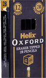 Helix Oxford 2B Graphite Pencils with Eraser Tip – Pack of 12 | School & Office Writing Essentials