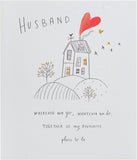 UK Greetings Husband Anniversary Card With Envelope - Sweet Drawing Design