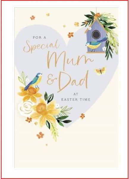 UK Greetings Easter Card for Mum & Dad - Daffodils & Birds Design