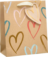 Kraft Hearts Design Medium Gift Bag