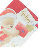 Teddy Bear with Present Design Godson Christmas Card