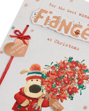 Boofle Fianc�e Christmas Card with Envelope - Sweet Design and Bouquet of flowers, Multi