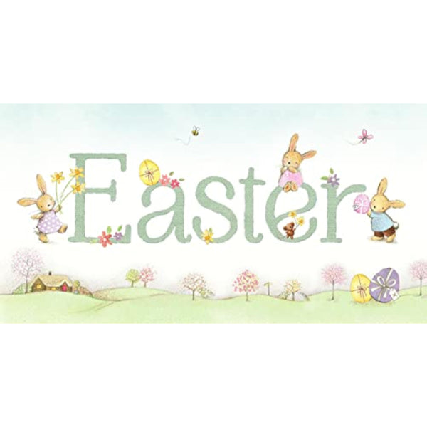 Easter Card Happy Bunnies With Eggs And Flowers Money Wallet