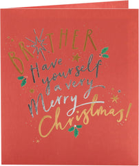 UK Greetings Christmas Card for Brother - Red & Gold Design