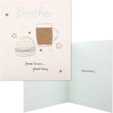 Hallmark Birthday Card for Brother - Classic Glitter Embellished Beer and Burger Design