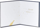 Happy New Year Classic Clock Glitter Christmas Greeting Card