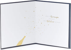 Happy New Year Classic Clock Glitter Christmas Greeting Card