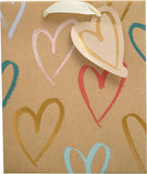 Kraft Hearts Design Medium Gift Bag