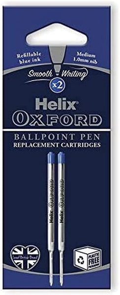 Helix Oxford Blue Ballpoint Pen Refills – Pack of 2