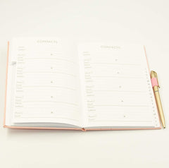 A5 Pink Hardback A–Z Address Book with Pen