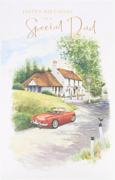 UK Greetings Birthday Card for Dad - Sports Car & Pub Design - Thinking of You Range