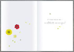 Floral Cake Design Into The Meadow Birthday Wishes Card