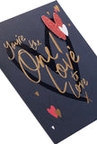 UK Greetings Valentine's Day Card For The One I Love - Golden Font Design