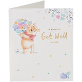 Disney Winnie The Pooh Flower Design Get Well Soon Card