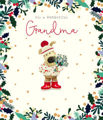Boofle Wonderful Grandma Boo-Tiful Blooms Cute Christmas Greeting Card 771177