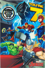 Marvel Avengers 7th Birthday Card with Badge