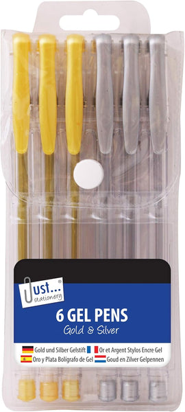 6 Metallic Gel Ink Pens – Silver & Gold | Smooth Writing for Crafts, Cards & Notes