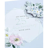 Light Floral Design 25th Anniversary Card