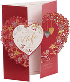 UK Greetings Christmas Card for Wife - Floral Love Heart Design