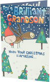 Reindeer Design Grandson Christmas Card