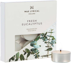 Wax Lyrical Box of 9 Scented Tealights, Fresh Eucalyptus