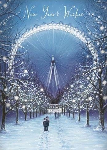 Happy New Year 2022' Greeting Card - Stunning Design with Ferris Wheel and Tree Lined Path