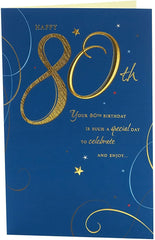 Happy Birthday 80th Greetings Card