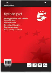 5 Star Office Flipchart Pad - A1 Plain, 40 Sheets, Perforated, Red (Pack of 2)