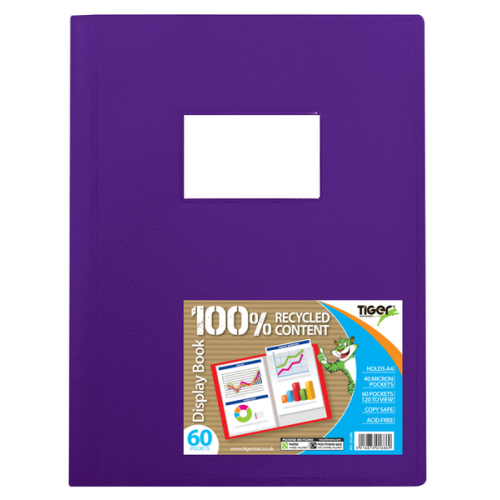 Tiger A4 60 Pockets Flexi Cover Display Book - Assorted Colours