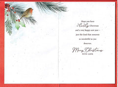 Just For You Sister In Law Robin on a Bauble Design Christmas Card