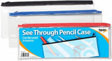 8x5" Flat Clear Exam Pencil Cases Black Coloured Zip (Pack of 2)