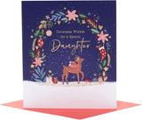 UK Greetings Christmas Card for Daughter - Sweet Reindeer Design
