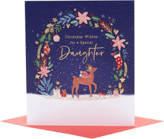 UK Greetings Christmas Card for Daughter - Sweet Reindeer Design