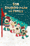 Boofle Embellished Son & Daughter-in-Law & Family Cute Christmas Greeting Card 771222