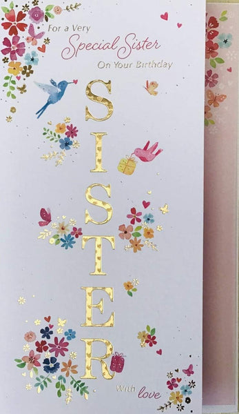 Special Sister - Gorgeous Floral Design - Gold Foil Finish