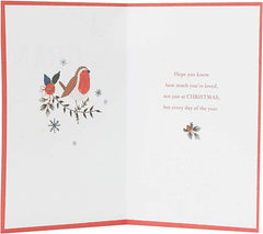 Special Gran Floral Design Embroidery Hand Finished Christmas Card
