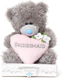 Tatty Teddy Bear Bridesmaid Love Heart on a Gift Plinth Soft Toy
