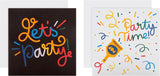 Multicoloured in 2 Vibrant Designs Pack of 10 Party Invitation Cards