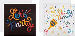 Multicoloured in 2 Vibrant Designs Pack of 10 Party Invitation Cards