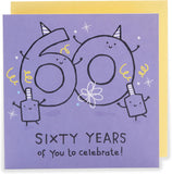 UK Greetings 60th Birthday Card for Him/Her/Friend - Purple Design