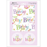 Happy Birthday Text Wrapping Paper 2 Sheets & 2 Tags