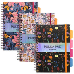 Pukka Pad Bloom B5 Hardback Project Book Assorted Designs (Pack 3) 9494-BLM(ASST)