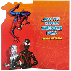 Marvel Spider-Man Birthday Card for Grandson With Envelope and Badge,Multi,121 mm x 229 mm