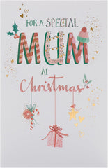 UK Greetings Christmas Card for Mum - Hanging Ornaments Design