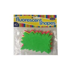 Fluorescent Flash Card Shapes – Pack of 40 Assorted 66x105mm Starburst Cards for Signs & Displays