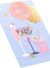 Floral Cocktail Design Birthday Card