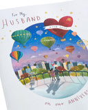 Colourful Hot Air Balloon Design Husband Anniversary Card